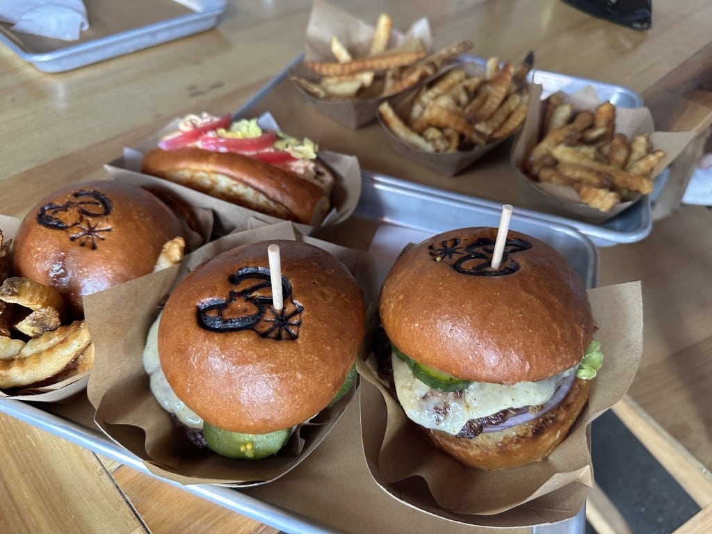 American Wagyu Beef burgers are the centerpiece of the menu at Burgers & Half Bottles. Lisa Adams Walter photo