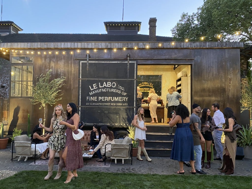 Le Labo pop-up parked in front of V Marketplace, launch party. Ivy Zellmer photo