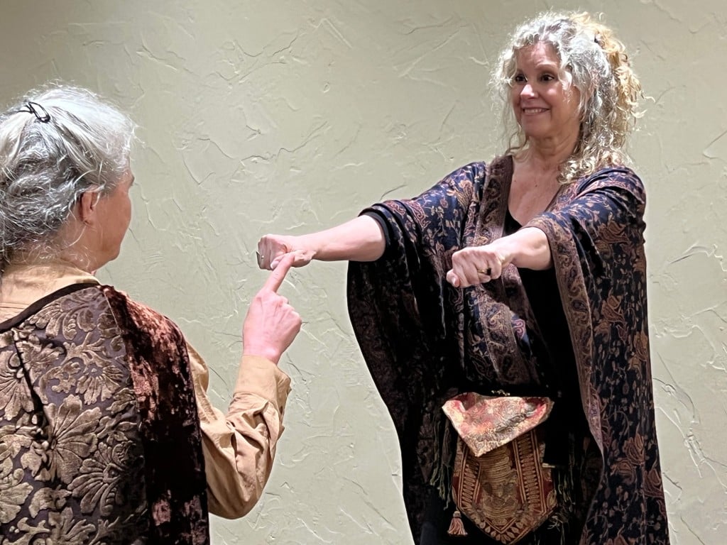 June Alane Reif and Rhonda Bowen rehearse for "Rosencrantz and Guildenstern are Dead." Submitted photo