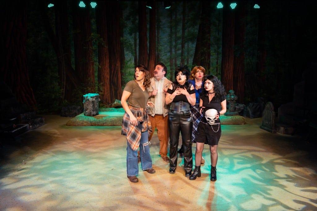 From left, Candy (Taylor Bartolucci), Randy (Jeremy Kreamer), Wendi the Goth (Emma Sutherland), Janet (Jenny Veilleux) and Chardonnay the Goth (Pilar Gonsales) confront strange happenings on Partrick Road. Kurt Gonsalves/KMG Design photo