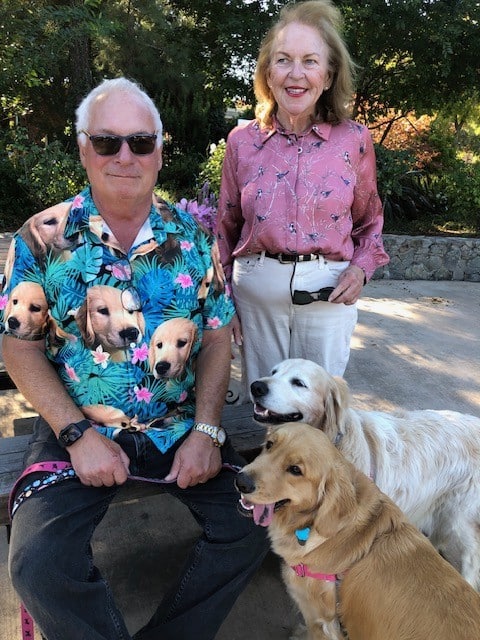 Yountville Mayor Margie Mohler, husband Tim Bringman and pups. Myrna David photo