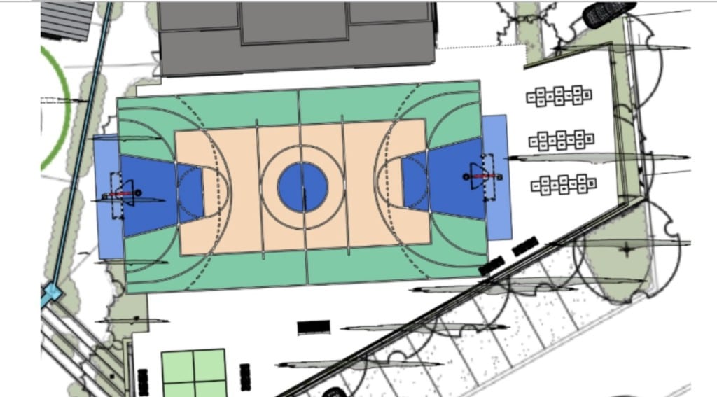 Draft map of a possible multi-use sports court at the Yountville Commons. Screenshot from Town of Yountville website.