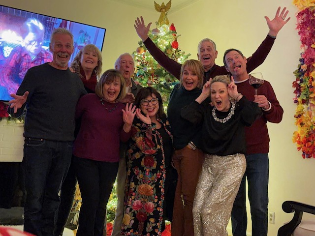 A Holiday Fabulous Dinner Party at Mitch and Judy Meredith's house. In the photo, acting a bit crazy, are Iren and Ted Jenny, Judy and Mitch Meredith, Robin and John Cant, Myrna David, Jim McDonald, and Janet Clare-Gotch. We had a great time.