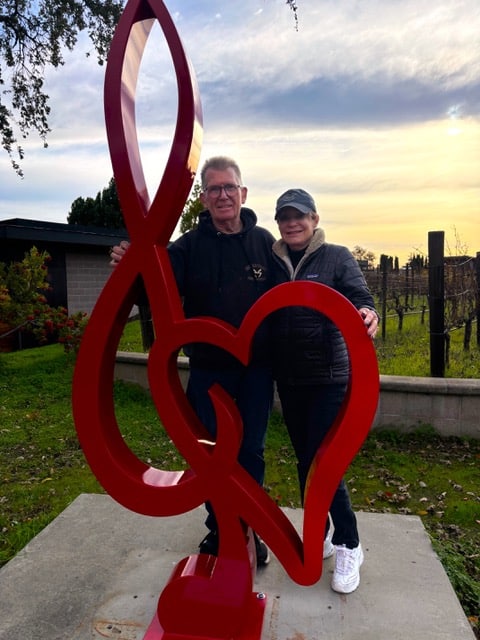 Gilroy sculptor Richard Starks and Yountville Arts Commission Chair Ronda Schaer. Kimberly Cook photo