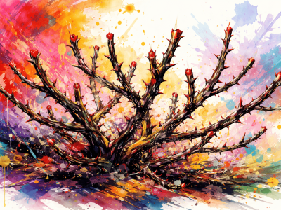 Abstract, thorny, pruned, rose bush. Napa Valley News Group graphic