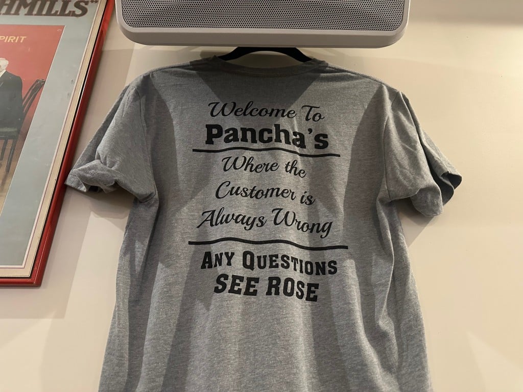 T-shirts are back at Pancha's, with a nod to the historic past of the bar. Lisa Adams Walter photo