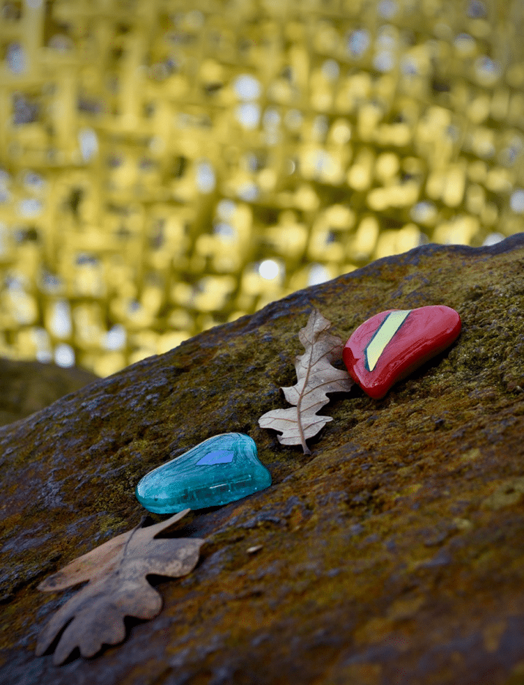 Glass artist Janis Adams creates hundreds of heart-shaped works of art that will be hidden over four weekends in Feb. of 2026 in Yountville. Submitted photo