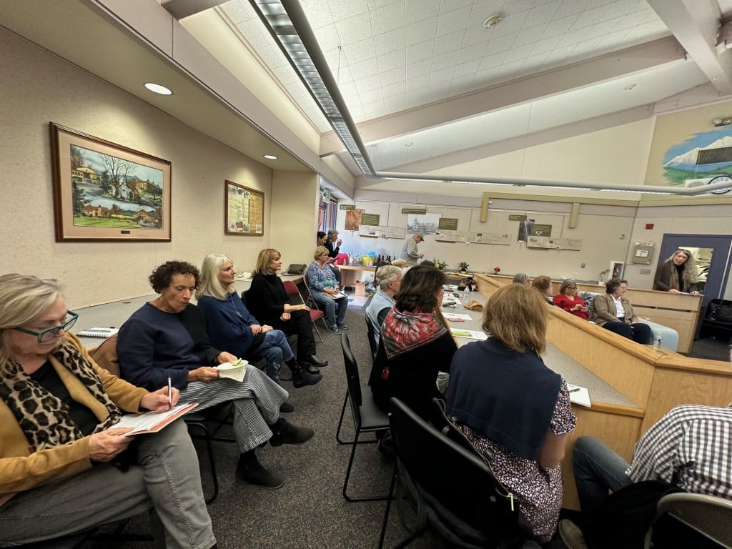Close to 40 Yountville residents gathered on Feb. 2, 2026 to ask Yountville Town Council members, Vice Mayor Pam Reeves and Council Member Robin McKee, questions about the Yountville Commons project. Lisa Adams Walter