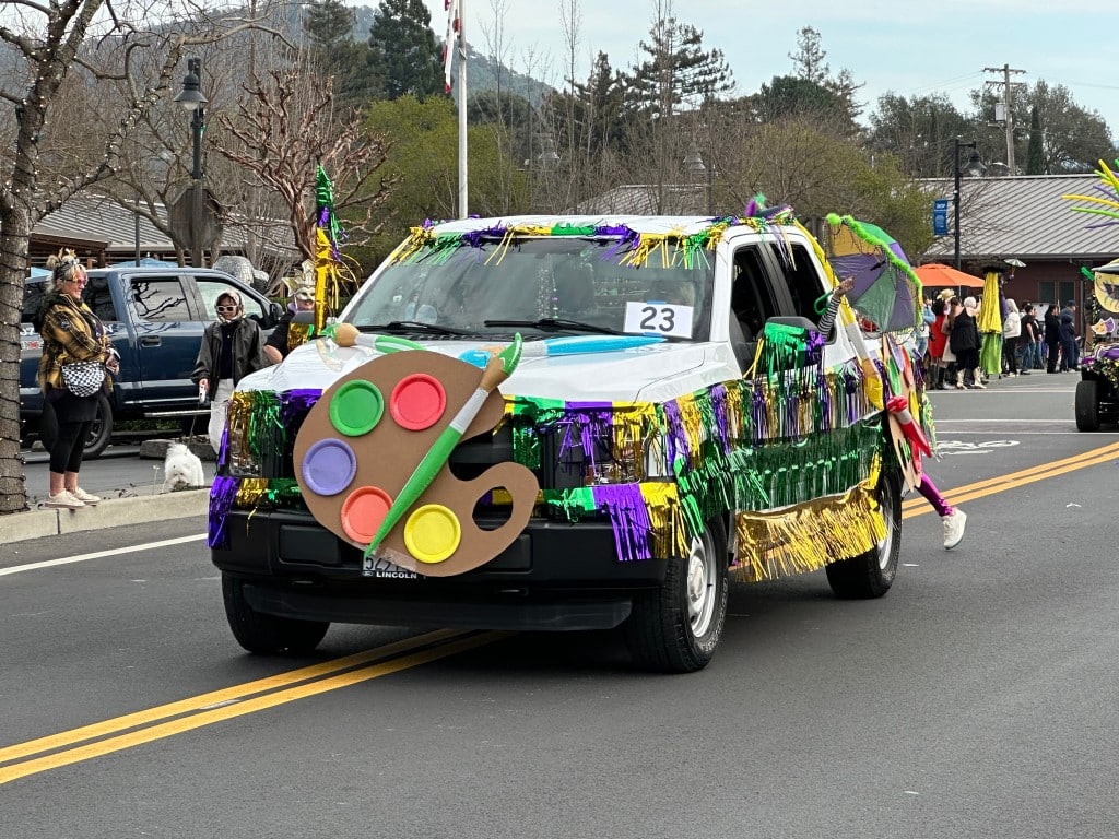 The Best Overall Entry winner in the 2026 Yountville Mardi Gras Parade was from the Yountville Arts Commission. Lisa Adams Walter photo
