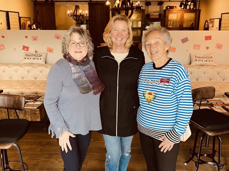 Suzanne Lescure, Pam Cook and Angelika Wieling at the Yountville Welcome Center. Submitted photo