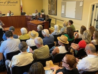 The Yountville Town Council Chambers were packed, with overflow into the hallway and the Locals Lounge. Kimberly Cook photo
