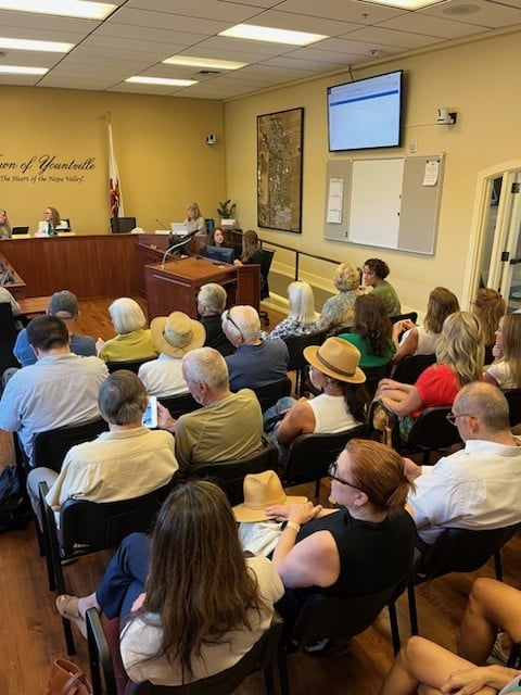 The Yountville Town Council Chambers were packed, with overflow into the hallway and the Locals Lounge. Kimberly Cook photo