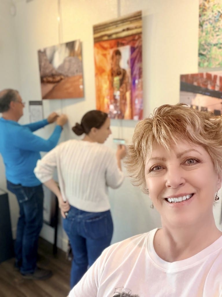 Katherine Zimmer shoots a selfie at the installation of her art show in Yountville. Submitted photo