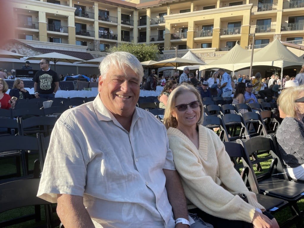 Jim Sales and Patty Texeira of Yountville waited for Willie Nelson at the Meritage concert series in Napa on July 17, 2026. Sharon Stensaas photo
