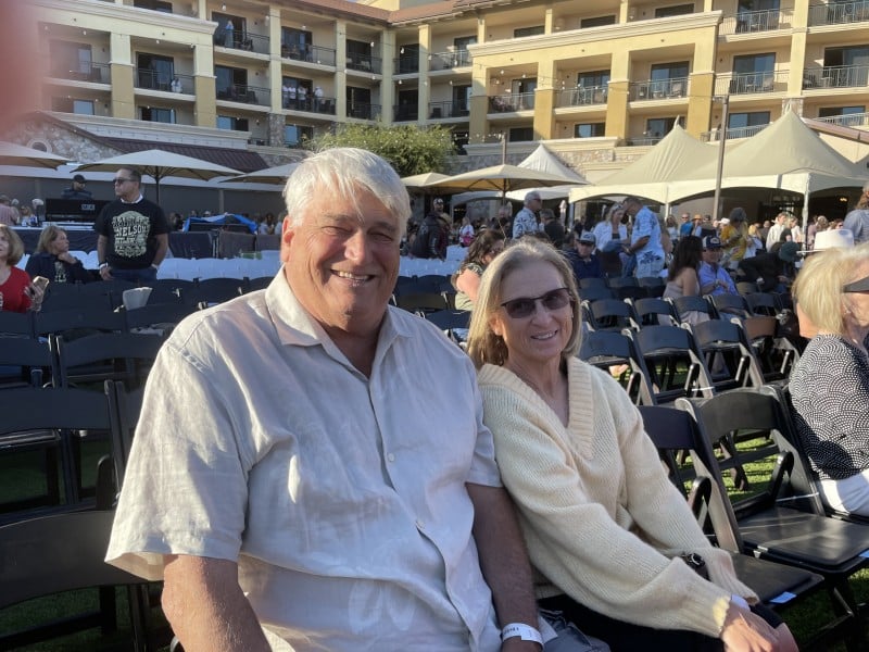 Jim Sales and Patty Texeira of Yountville waited for Willie Nelson at the Meritage concert series in Napa on July 17, 2026. Sharon Stensaas photo
