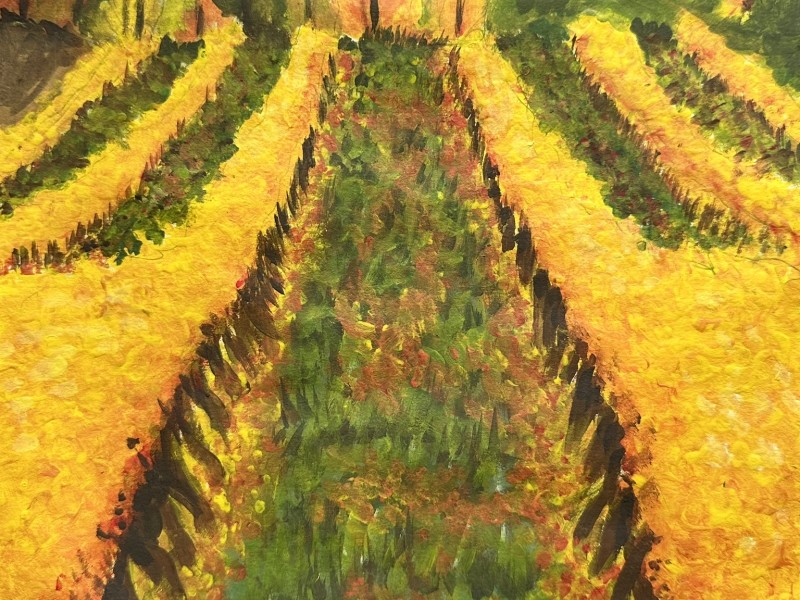 The 2025 Napa County Agricultural Crop Report winning cover art, an acrylic painting titled “Fall Vineyards,” was created by Victoria Mosconi Carrión, a sophomore at Napa High School.
