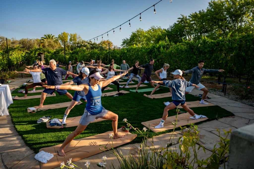 Live Well Lead Well Sunrise Yoga at The Estate Yountville, V Foundation Wine Celebration 2026. V Foundation photo