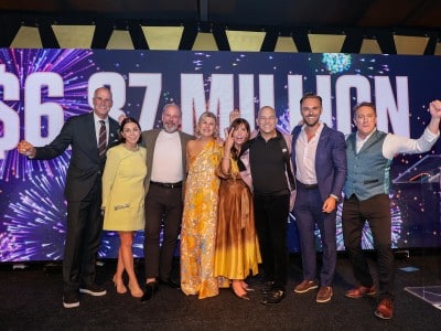 The V Foundation for Cancer Research Wine Celebration team celebrates $6.87 million raised at the 2026 event. V Foundation photo