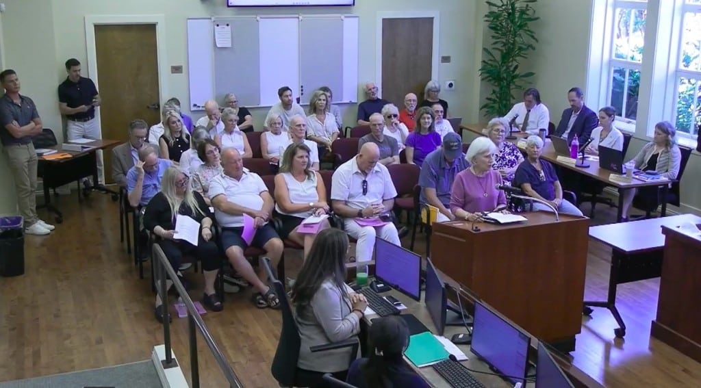 Yountville resident Jill Turner asks the Yountville Town Council for transparency at the Aug. 4 meeting. Town of Yountville video screenshot