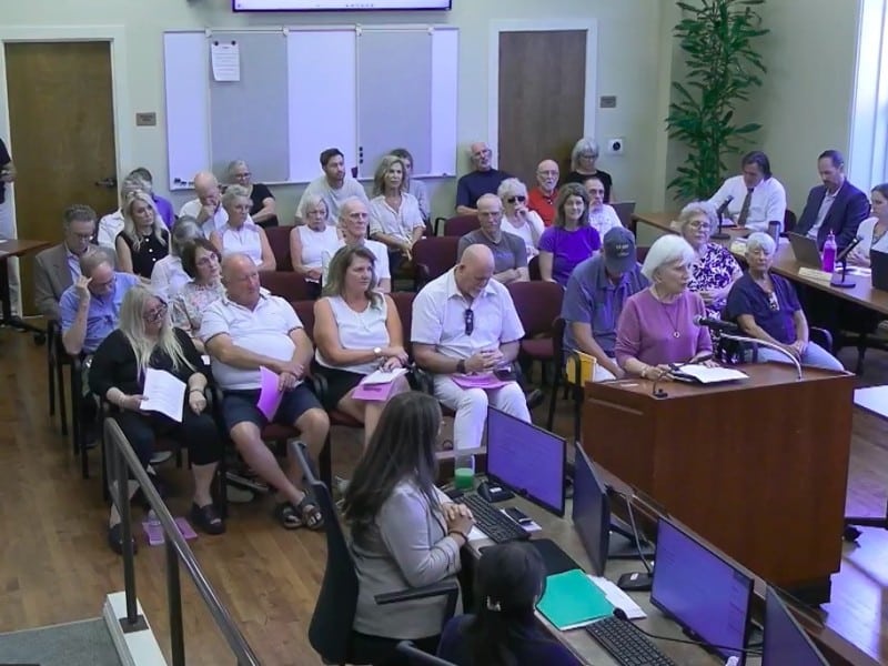 Yountville resident Jill Turner asks the Yountville Town Council for transparency at the Aug. 4 meeting. Town of Yountville video screenshot