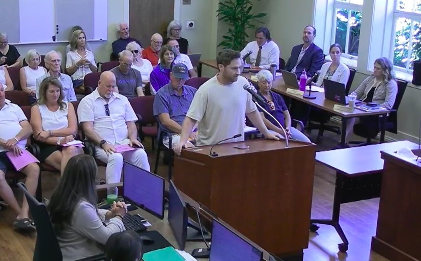 Eric Appel of Yountville comments to the Yountville Town Council on Aug. 4 defending the First Amendment of the U.S. Constitution. Town of Yountville video screenshot
