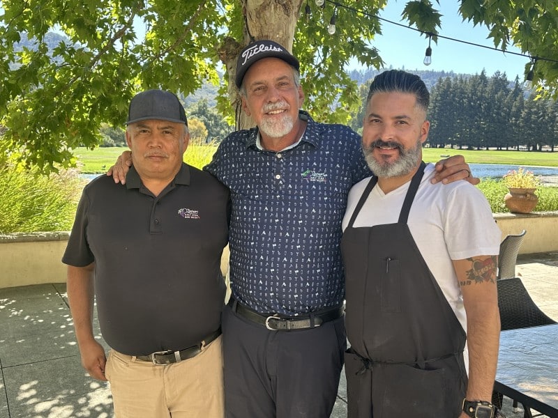 Gilberto Huijon, Jason Boldt and Chef Jimmy Martinez of Birdie Yountville at the Lakeside Grill. Lisa Adams Walter photo