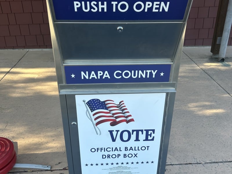 The Napa County ballot box in Yountville has been installed between the Post Office and Library. Lisa Adams Walter photo