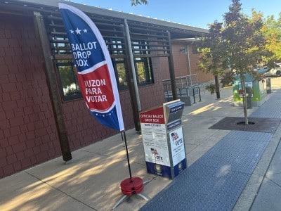 The Napa County ballot box in Yountville has been installed between the Post Office and Library. Lisa Adams Walter photo