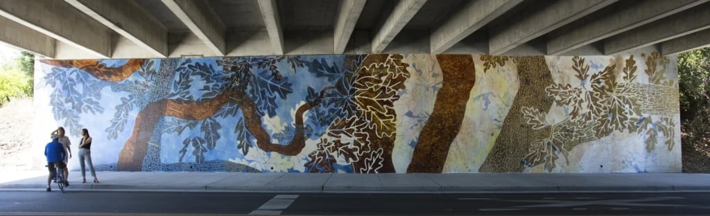 A photo of the "Memory of a Tree" mural in Yountville, California. 